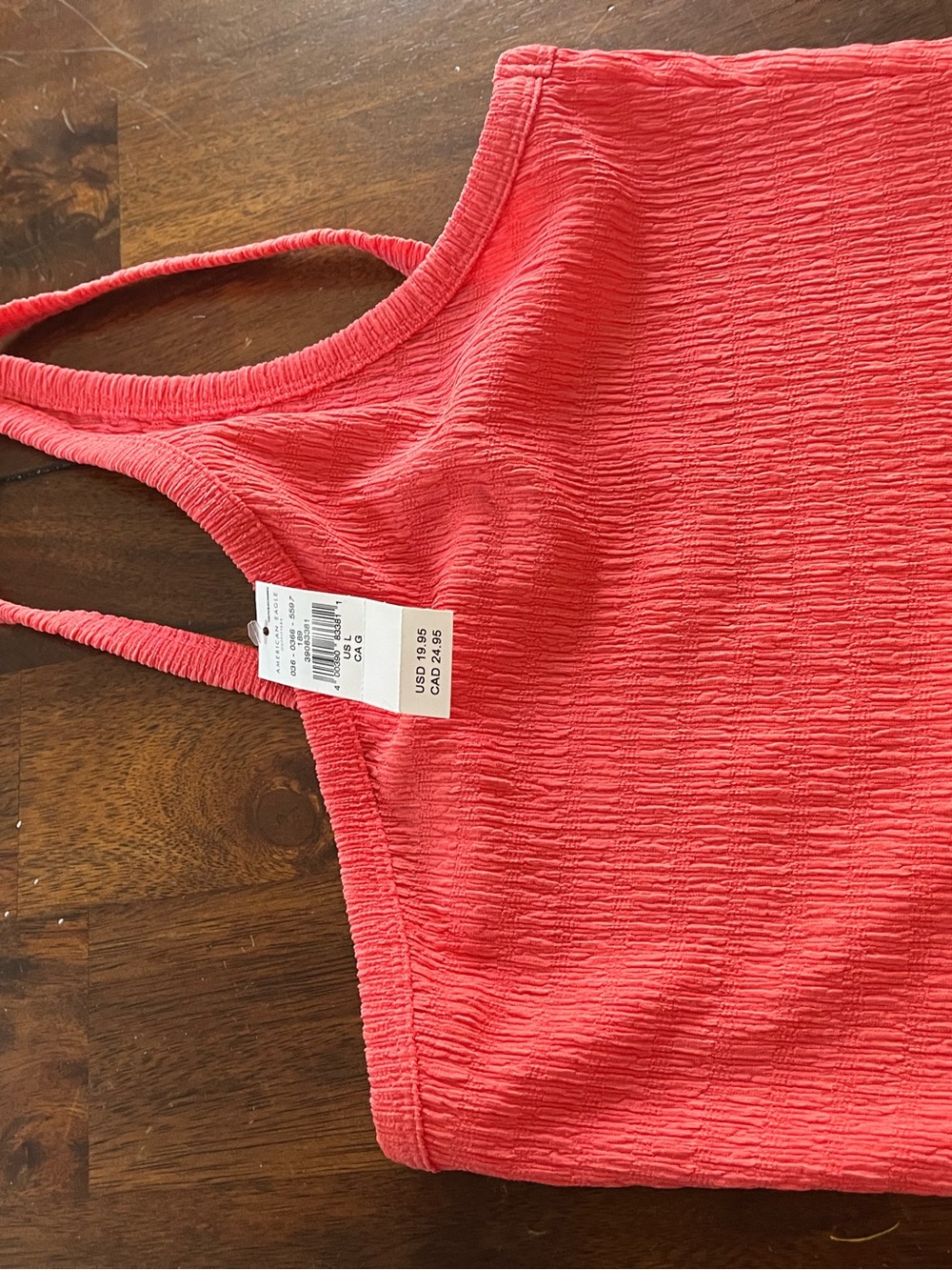 American Eagle Outfitters Coral Textured Slim-Strap Tank